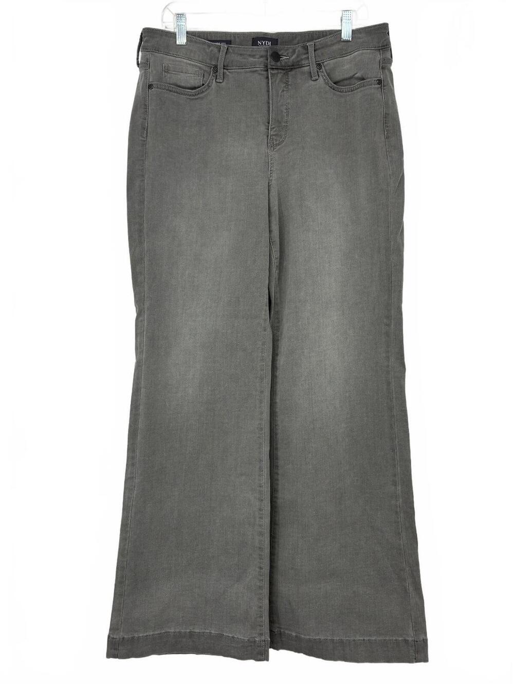NYDJ Teresa Wide Leg Gray Wash Jeans Size 12 Lift Tuck Stetch Technology